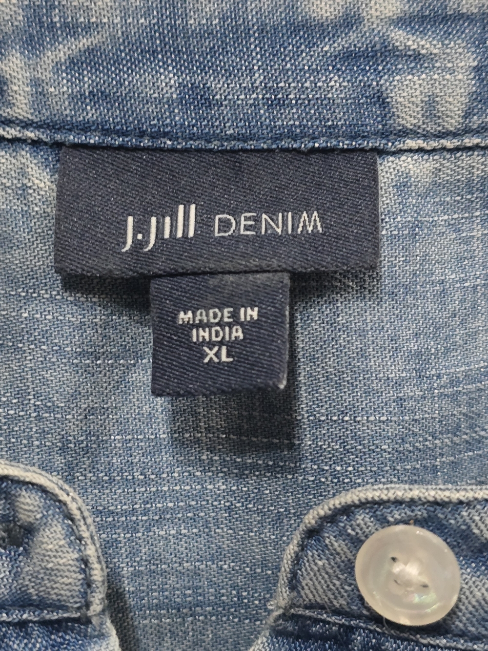 J.Jill Denim Light Blue Chambray Pintuck Tunic Top Vertical Pintuck Pleats XL - Picture 4 of 10